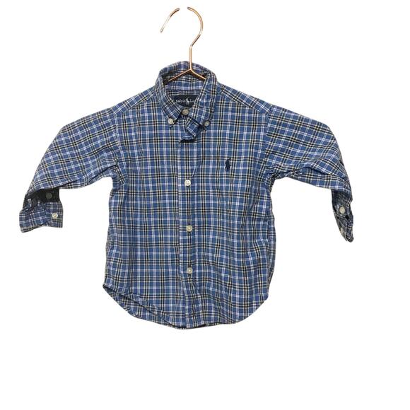 Ralph Lauren blue striped checkered button down 18 months - Picture 1 of 2